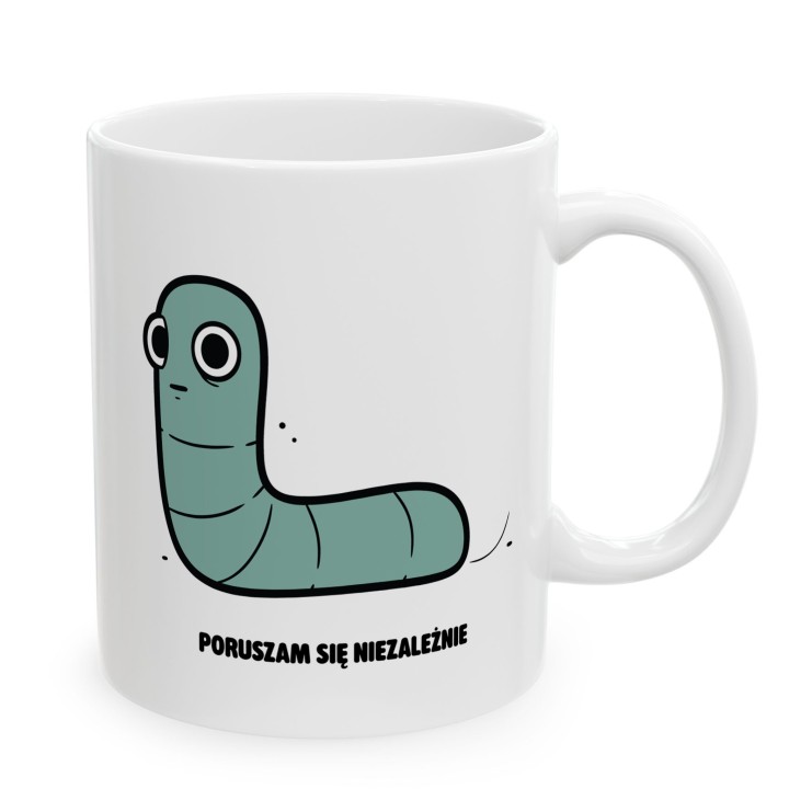 Kubek z nadrukiem Poruszam się niezależnie | Typowy Robak Indywidualista