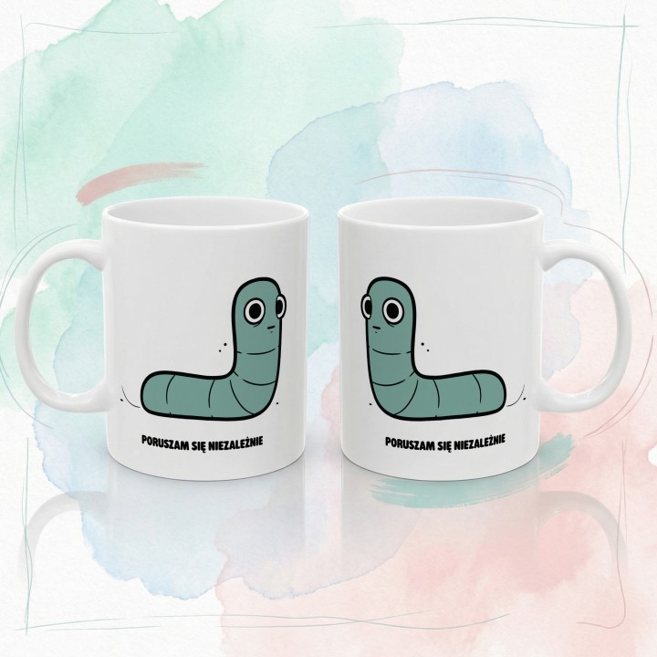 Kubek z nadrukiem Poruszam się niezależnie | Typowy Robak Indywidualista