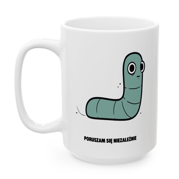 Kubek z nadrukiem Poruszam się niezależnie | Typowy Robak Indywidualista
