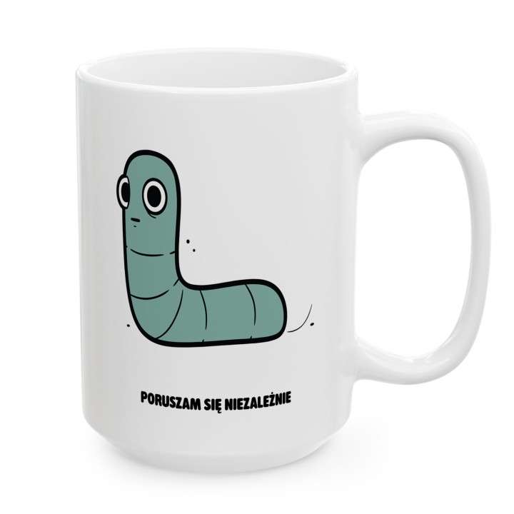 Kubek z nadrukiem Poruszam się niezależnie | Typowy Robak Indywidualista
