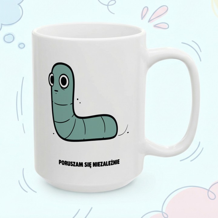 Kubek z nadrukiem Poruszam się niezależnie | Typowy Robak Indywidualista