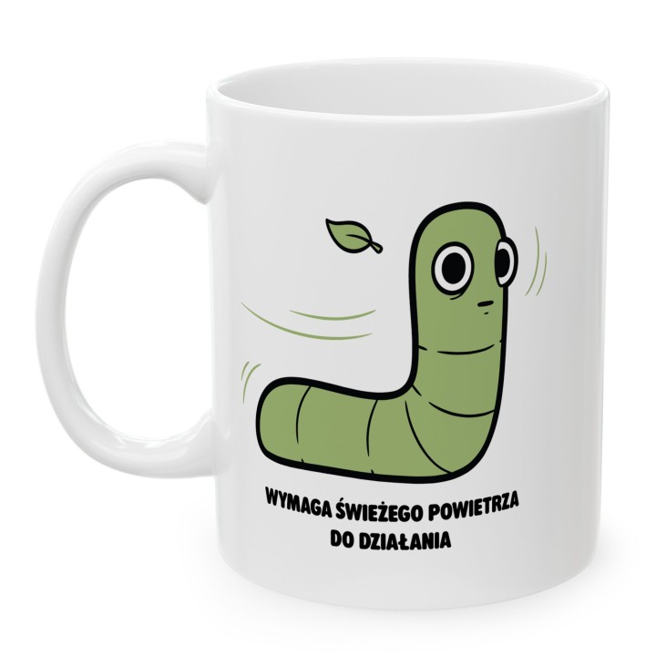 Kubek z nadrukiem Wymaga świeżego powietrza | Typowy Robak dla aktywnych