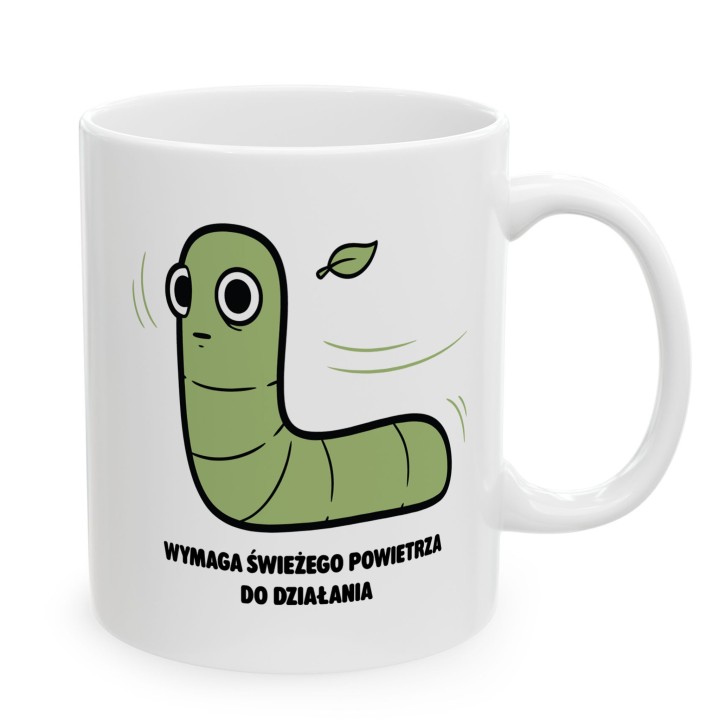 Kubek z nadrukiem Wymaga świeżego powietrza | Typowy Robak dla aktywnych