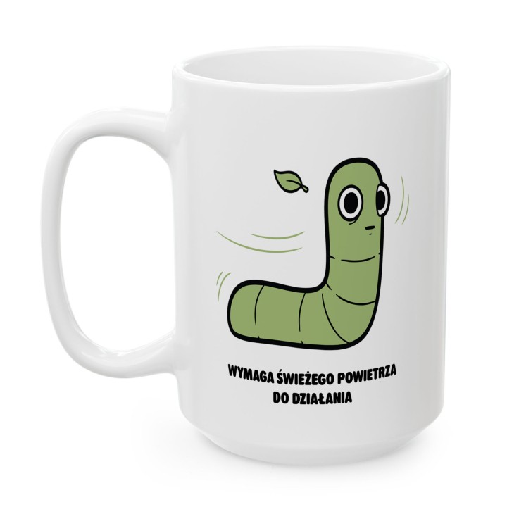 Kubek z nadrukiem Wymaga świeżego powietrza | Typowy Robak dla aktywnych