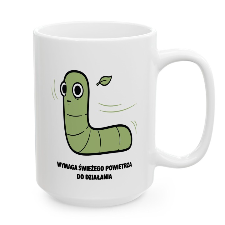 Kubek z nadrukiem Wymaga świeżego powietrza | Typowy Robak dla aktywnych