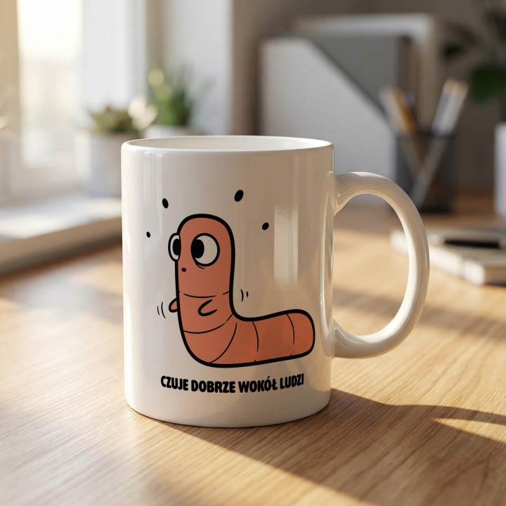 Kubek Czuję dobrze wokół ludzi | Typowy Robak dla ekstrawertyka