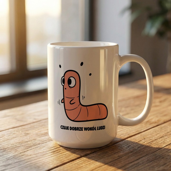 Kubek Czuję dobrze wokół ludzi | Typowy Robak dla ekstrawertyka