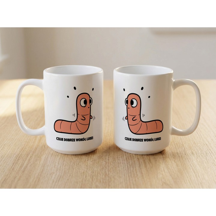 Kubek Czuję dobrze wokół ludzi | Typowy Robak dla ekstrawertyka