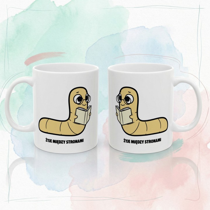 Kubek z nadrukiem Żyje między stronami | Typowy Robak dla mola książkowego