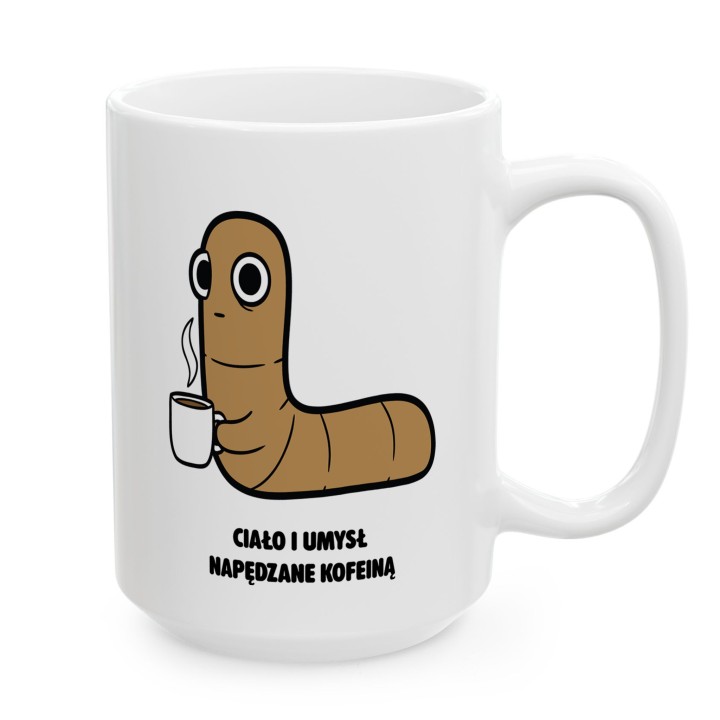 Kubek Ciało i umysł napędzane kofeiną | Typowy Robak dla kawosza