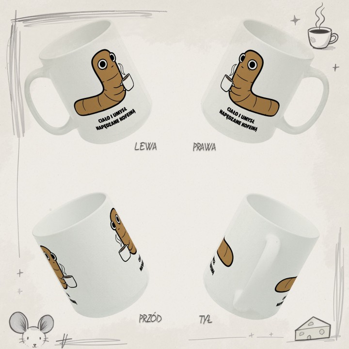 Kubek Ciało i umysł napędzane kofeiną | Typowy Robak dla kawosza