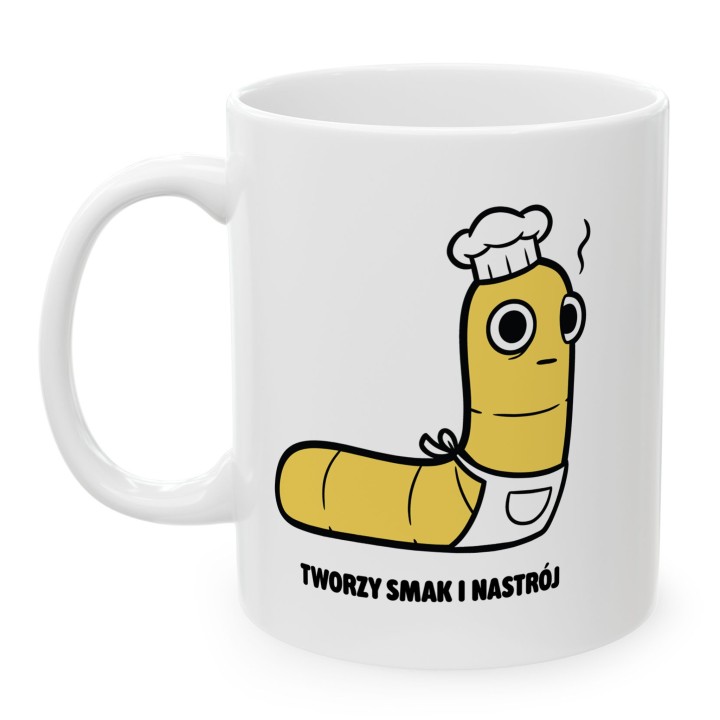 Kubek z nadrukiem Tworzy smak i nastrój | Typowy Robak dla kucharza