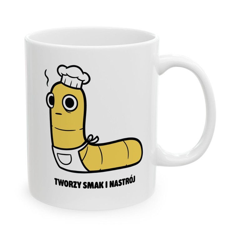 Kubek z nadrukiem Tworzy smak i nastrój | Typowy Robak dla kucharza