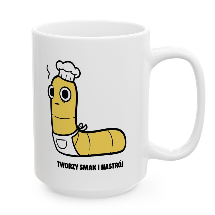 Kubek z nadrukiem Tworzy smak i nastrój | Typowy Robak dla kucharza