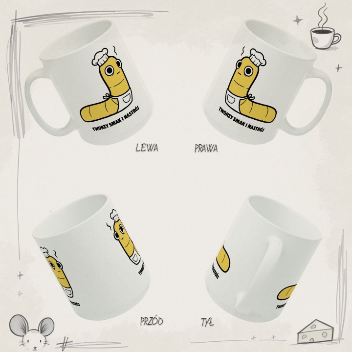 Kubek z nadrukiem Tworzy smak i nastrój | Typowy Robak dla kucharza