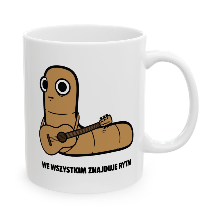 Kubek z nadrukiem We wszystkim znajduje rytm | Typowy Robak dla muzyka
