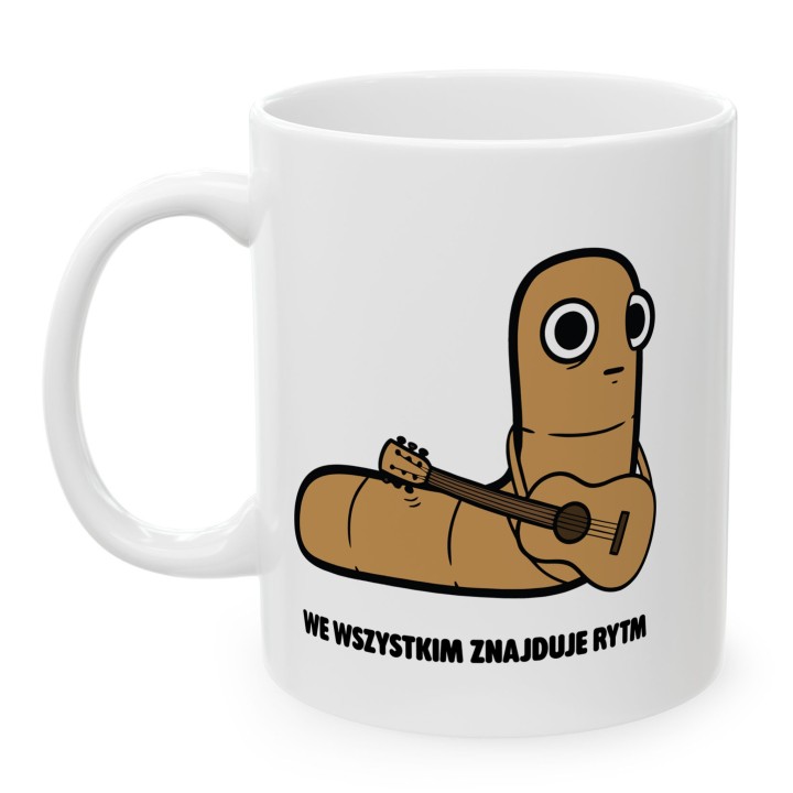 Kubek z nadrukiem We wszystkim znajduje rytm | Typowy Robak dla muzyka