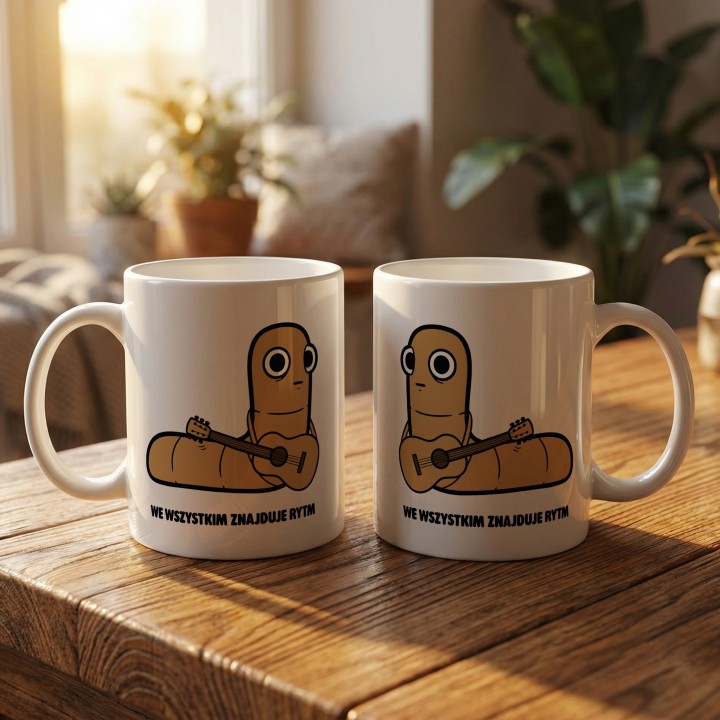 Kubek z nadrukiem We wszystkim znajduje rytm | Typowy Robak dla muzyka