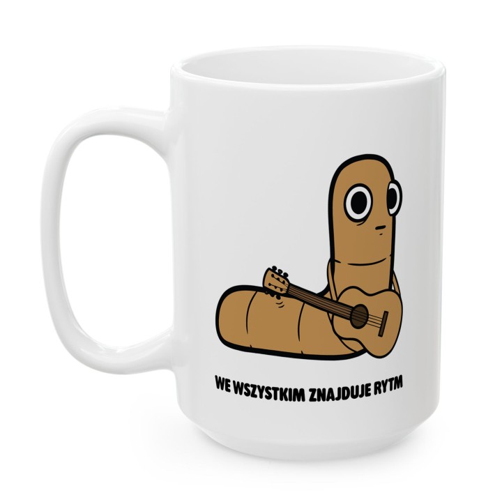 Kubek z nadrukiem We wszystkim znajduje rytm | Typowy Robak dla muzyka