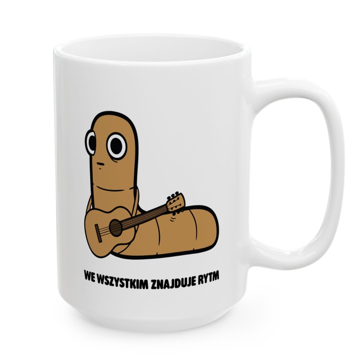 Kubek z nadrukiem We wszystkim znajduje rytm | Typowy Robak dla muzyka