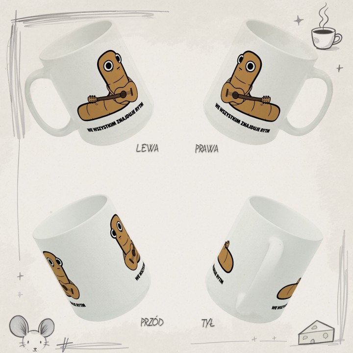 Kubek z nadrukiem We wszystkim znajduje rytm | Typowy Robak dla muzyka