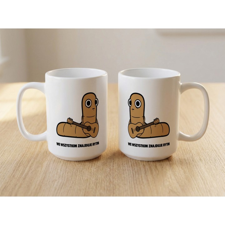 Kubek z nadrukiem We wszystkim znajduje rytm | Typowy Robak dla muzyka