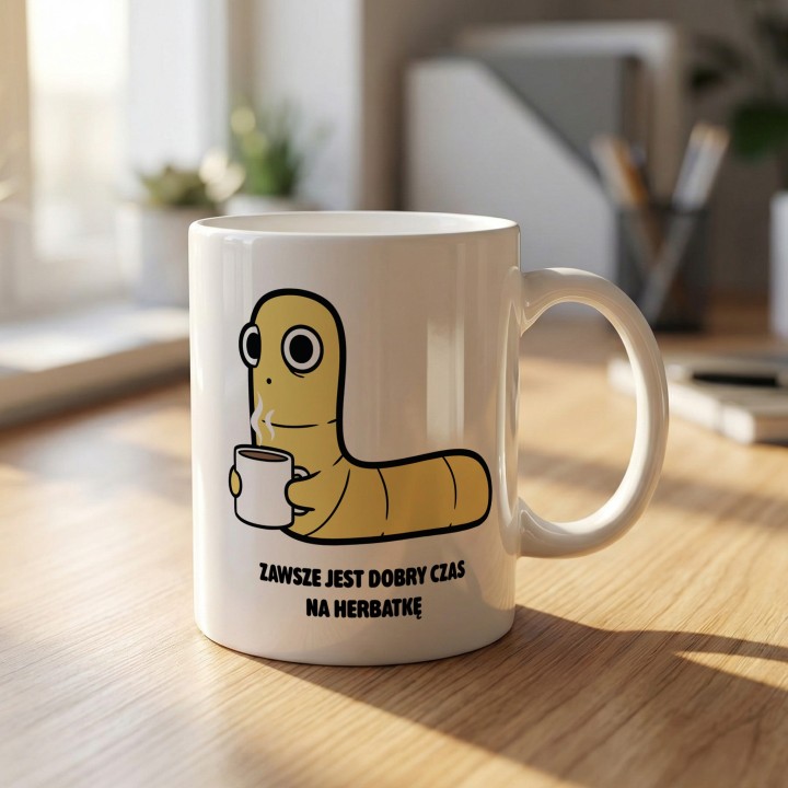 Kubek z nadrukiem Typowy Robak Herbatka | Prezent dla herbatoholika