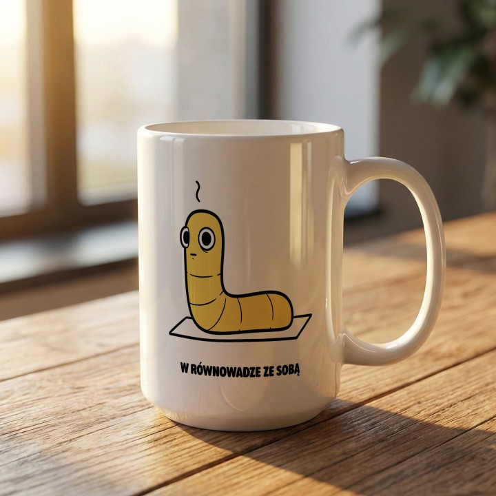 Kubek Odnajduje wewnętrzny balans | Prezent dla jogina Typowy Robak