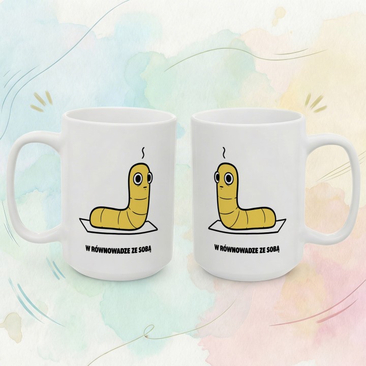 Kubek Odnajduje wewnętrzny balans | Prezent dla jogina Typowy Robak