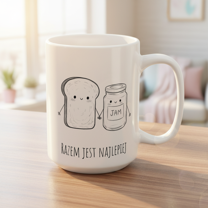 Kubek z nadrukiem dla pary – „RAZEM JEST NAJLEPIEJ”