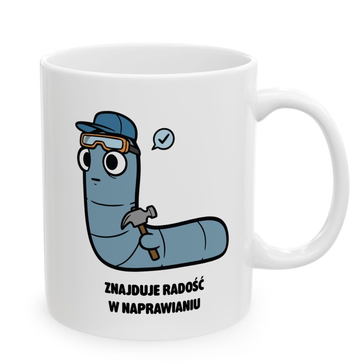 Kubek Znajduje radość w naprawianiu | Typowy Robak Złota rączka