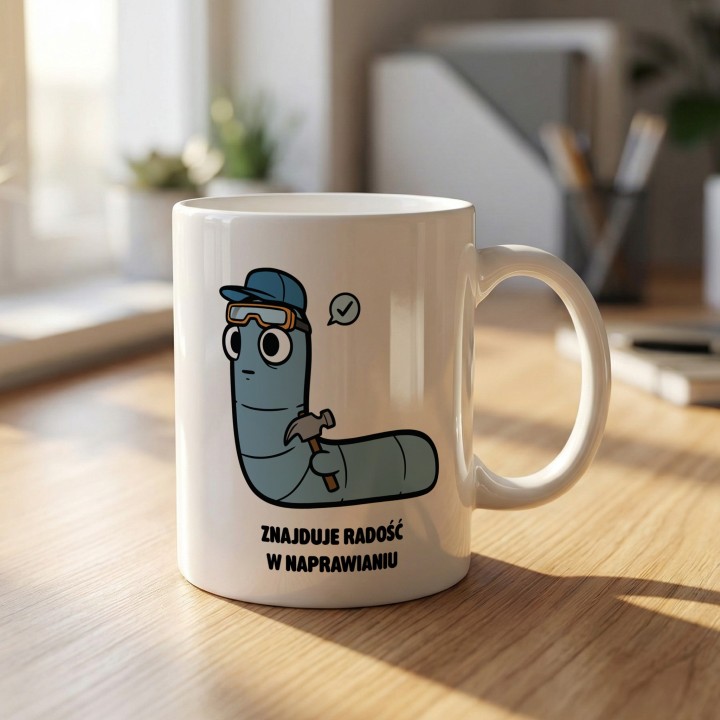 Kubek Znajduje radość w naprawianiu | Typowy Robak Złota rączka