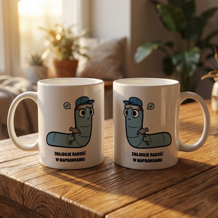 Kubek Znajduje radość w naprawianiu | Typowy Robak Złota rączka