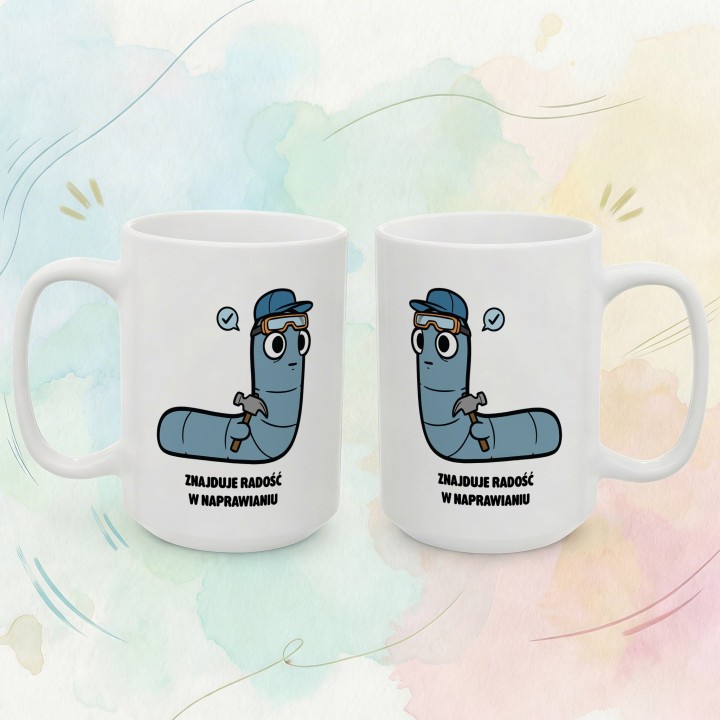 Kubek Znajduje radość w naprawianiu | Typowy Robak Złota rączka