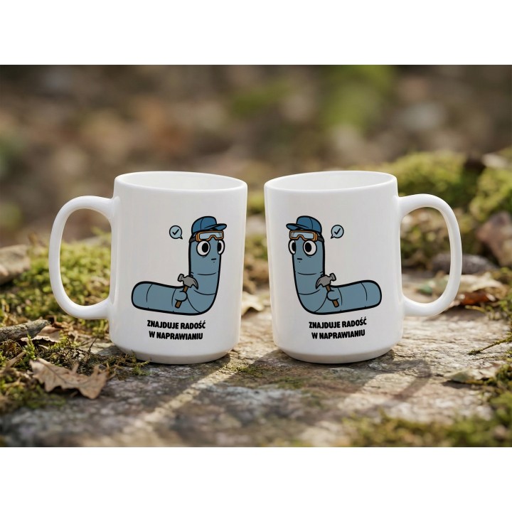 Kubek Znajduje radość w naprawianiu | Typowy Robak Złota rączka
