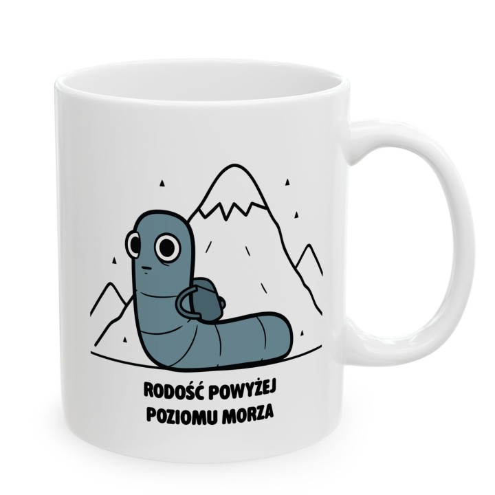 Kubek Radość powyżej poziomu morza | Prezent dla miłośnika gór Typowy Robak