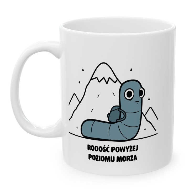 Kubek Radość powyżej poziomu morza | Prezent dla miłośnika gór Typowy Robak