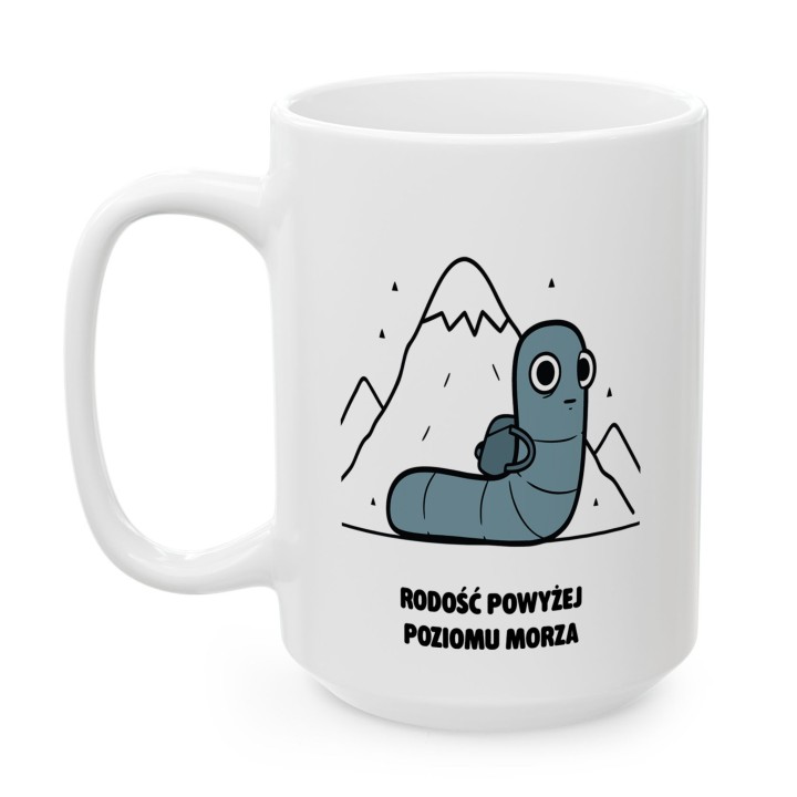 Kubek Radość powyżej poziomu morza | Prezent dla miłośnika gór Typowy Robak