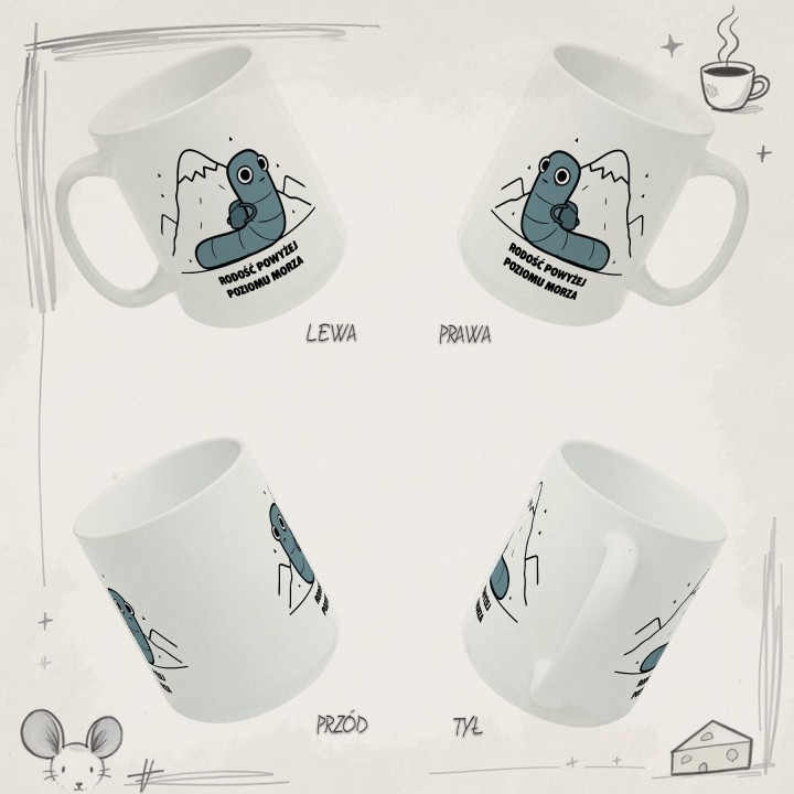 Kubek Radość powyżej poziomu morza | Prezent dla miłośnika gór Typowy Robak