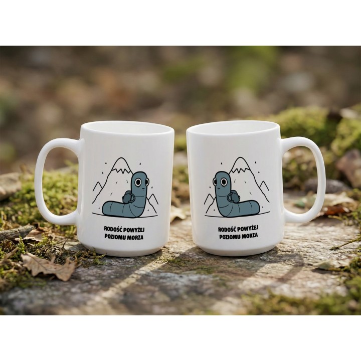 Kubek Radość powyżej poziomu morza | Prezent dla miłośnika gór Typowy Robak