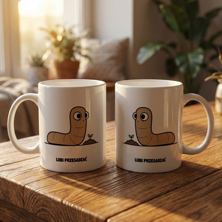 Kubek Lubi przesadzać | Prezent dla ogrodnika Typowy Robak