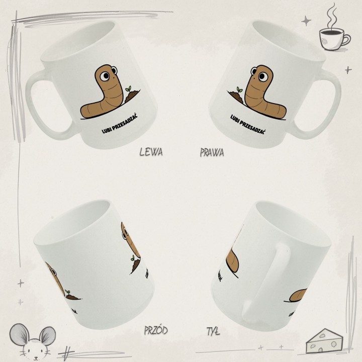 Kubek Lubi przesadzać | Prezent dla ogrodnika Typowy Robak