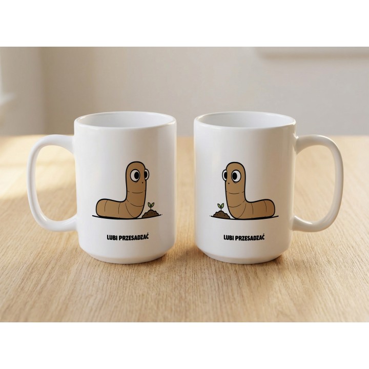 Kubek Lubi przesadzać | Prezent dla ogrodnika Typowy Robak