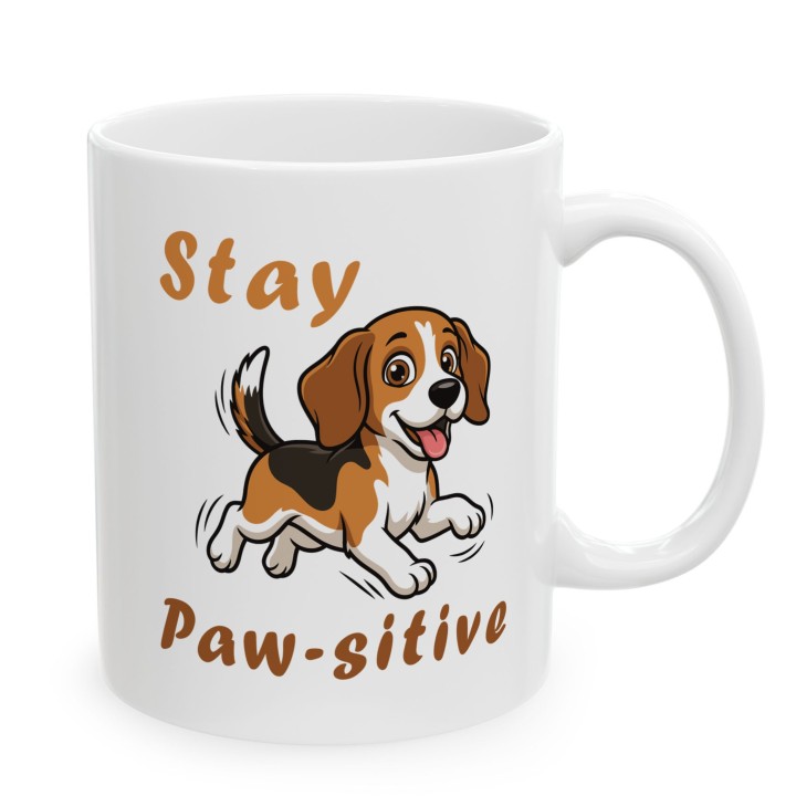 Kubek Stay Paw-sitive piesek Beagle Prezent dla psiarzy i optymistów