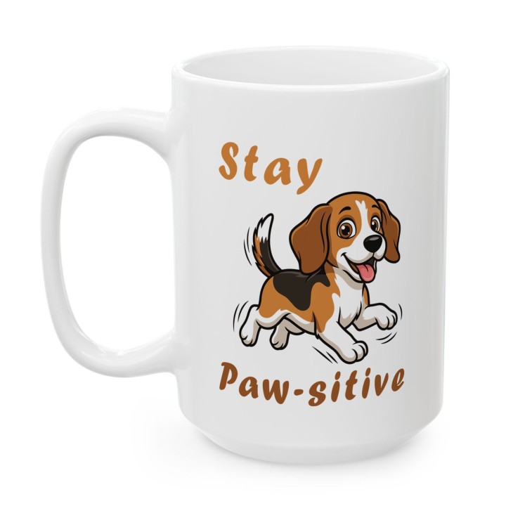 Kubek Stay Paw-sitive piesek Beagle Prezent dla psiarzy i optymistów