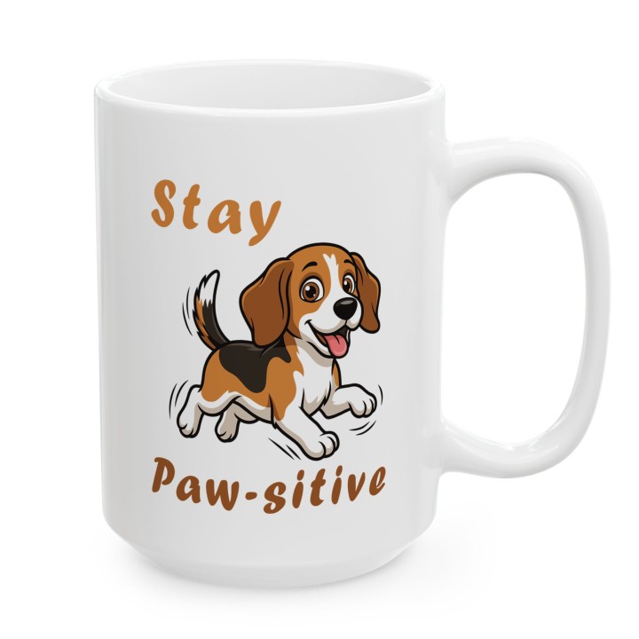 Kubek Stay Paw-sitive piesek Beagle Prezent dla psiarzy i optymistów