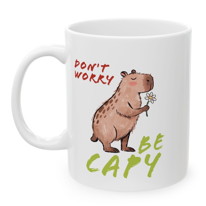 Kubek z kapibarą Don't Worry Be Capy prezent chill