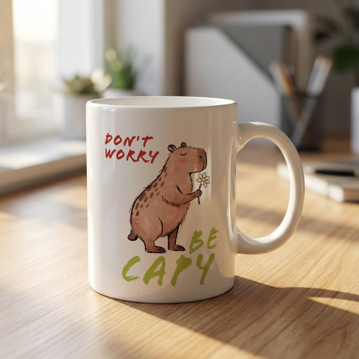 Kubek z kapibarą Don't Worry Be Capy prezent chill