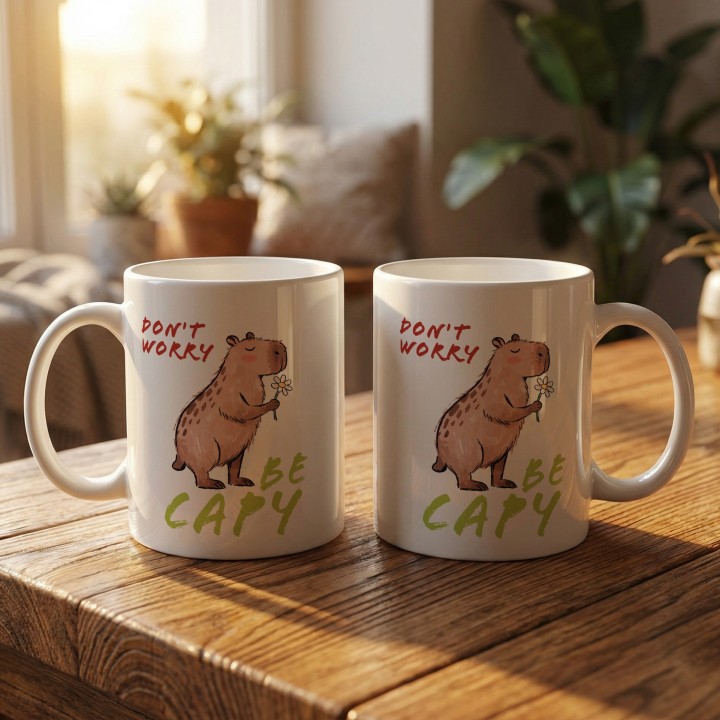 Kubek z kapibarą Don't Worry Be Capy prezent chill