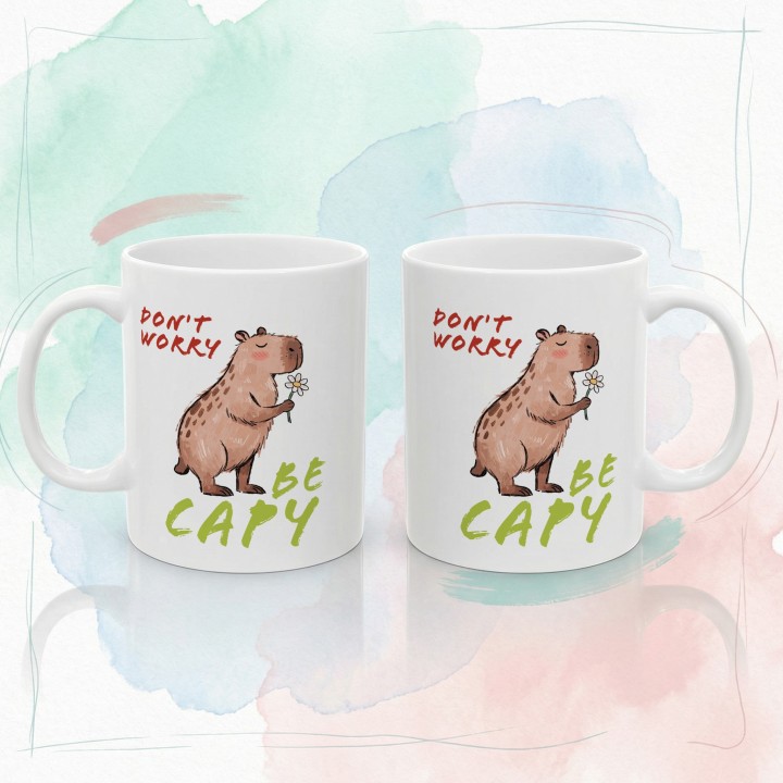 Kubek z kapibarą Don't Worry Be Capy prezent chill